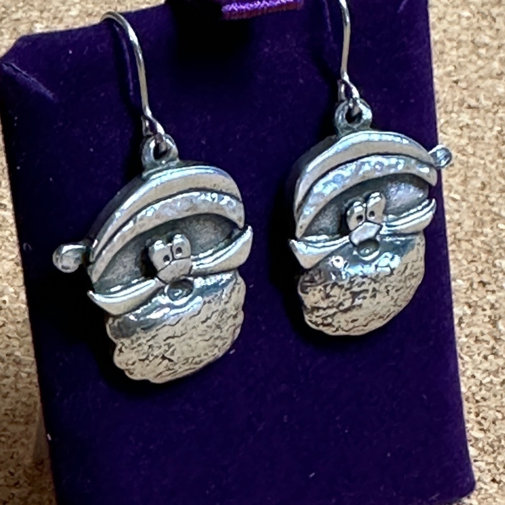Cornish Pewter Santa Earrings